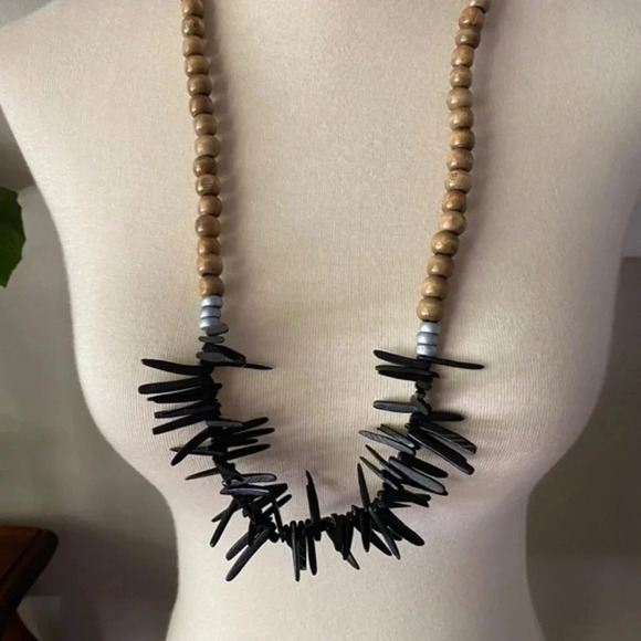 Bijou Brown & Black Barbados Statement Necklace - Picture 6 of 7